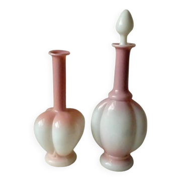 Antique opaline glass decanters, late 19th century