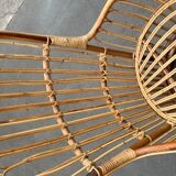 Ensemble de deux fauteuils en rotin du milieu du siècle par Bonacina 1950 Design