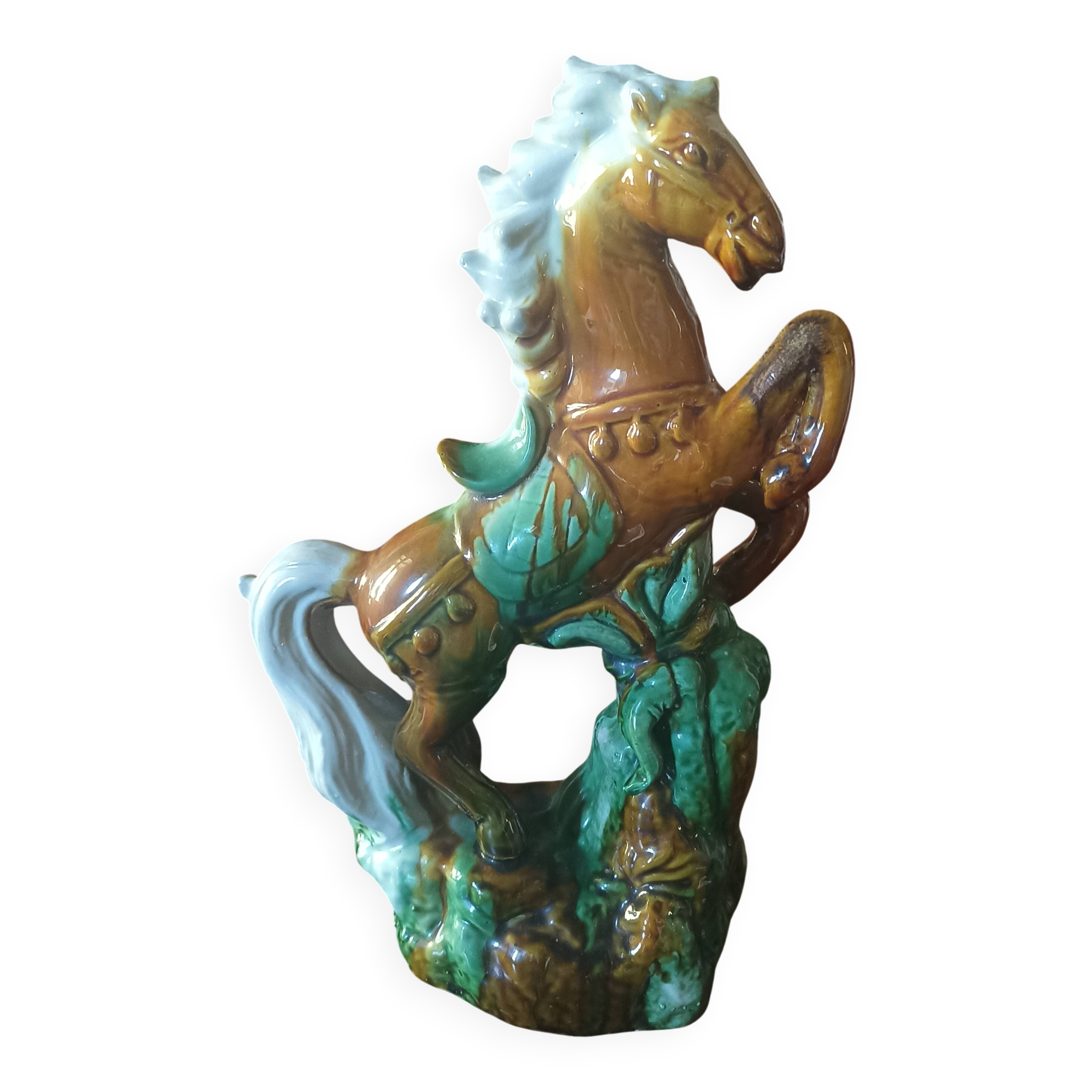 Rearing horse statue