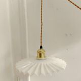 Vintage embossed opaline pendant light
