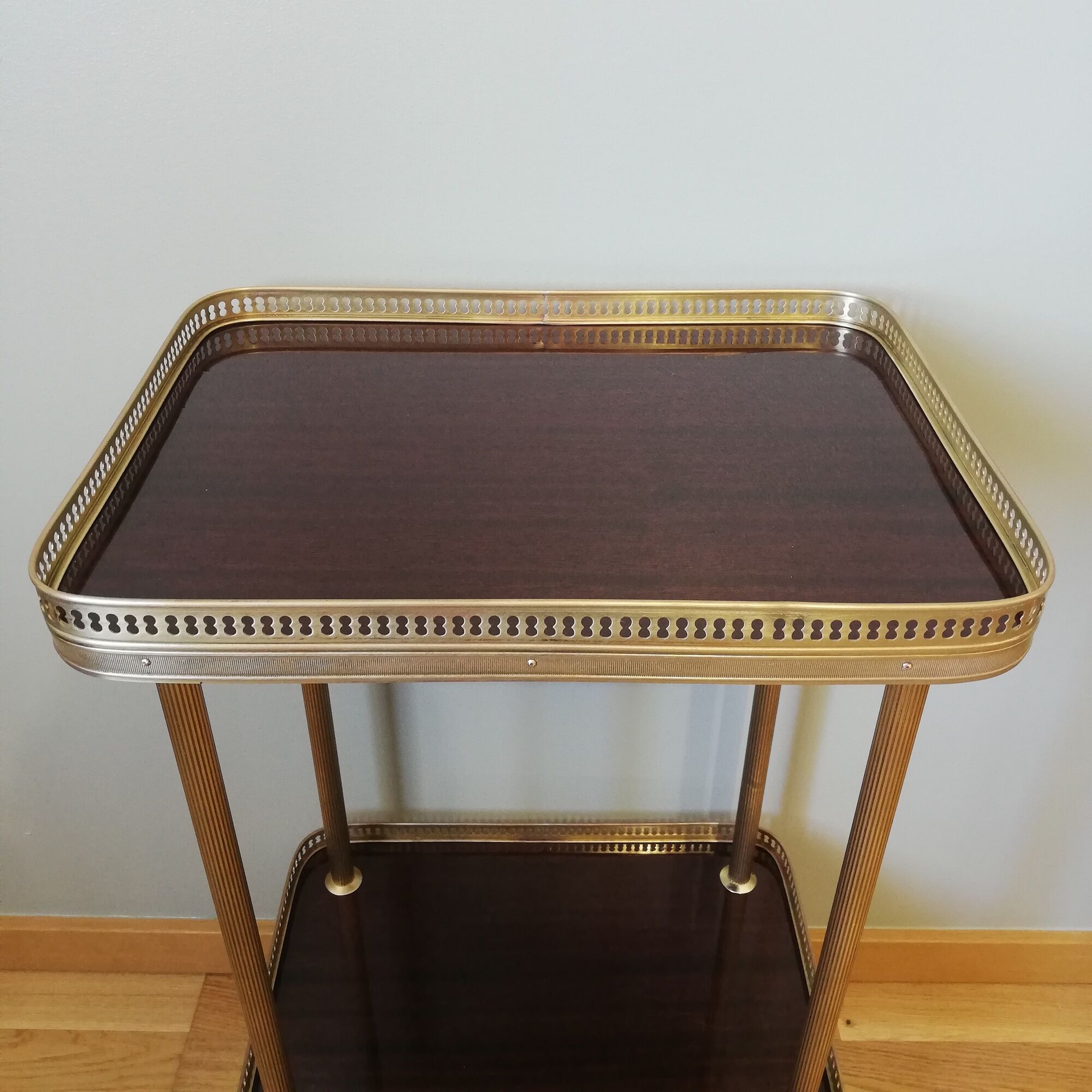 Vintage 60s wheeled service in brass and formica
