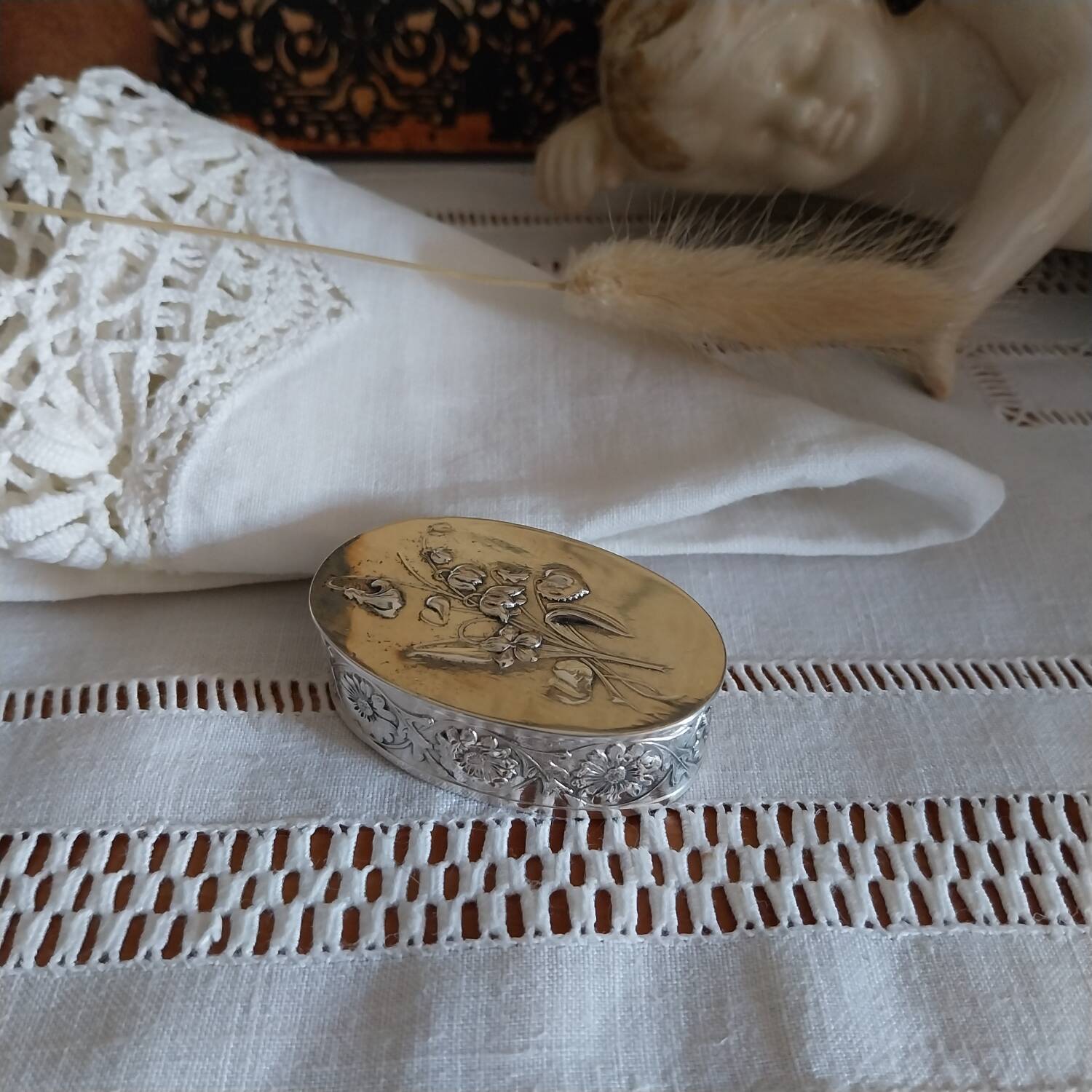 Antique small silver-plated art nouveau box