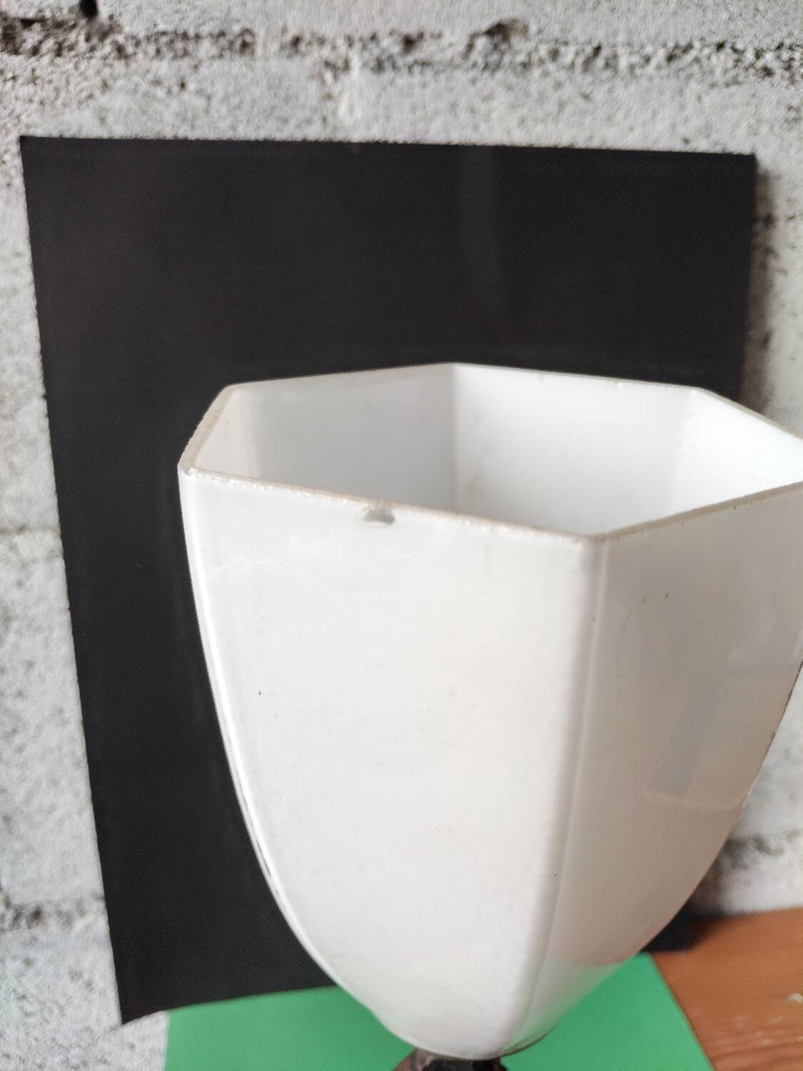 Hammered wrought iron lamp with white opaline Handmade craftsmanship