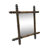 Early 20th Century Bamboo Style Turned Wood Hanging Mirror