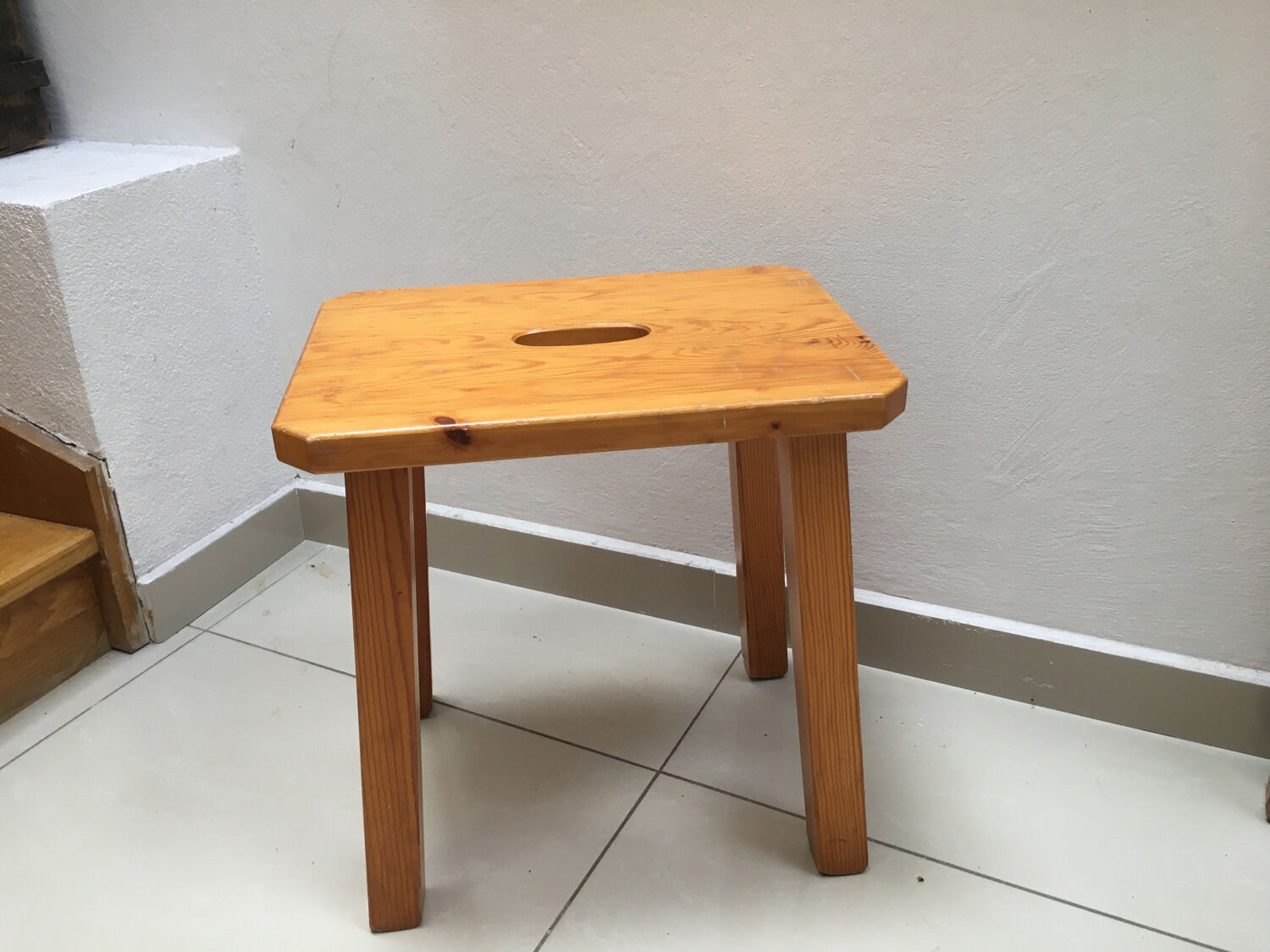 Solid elm stool