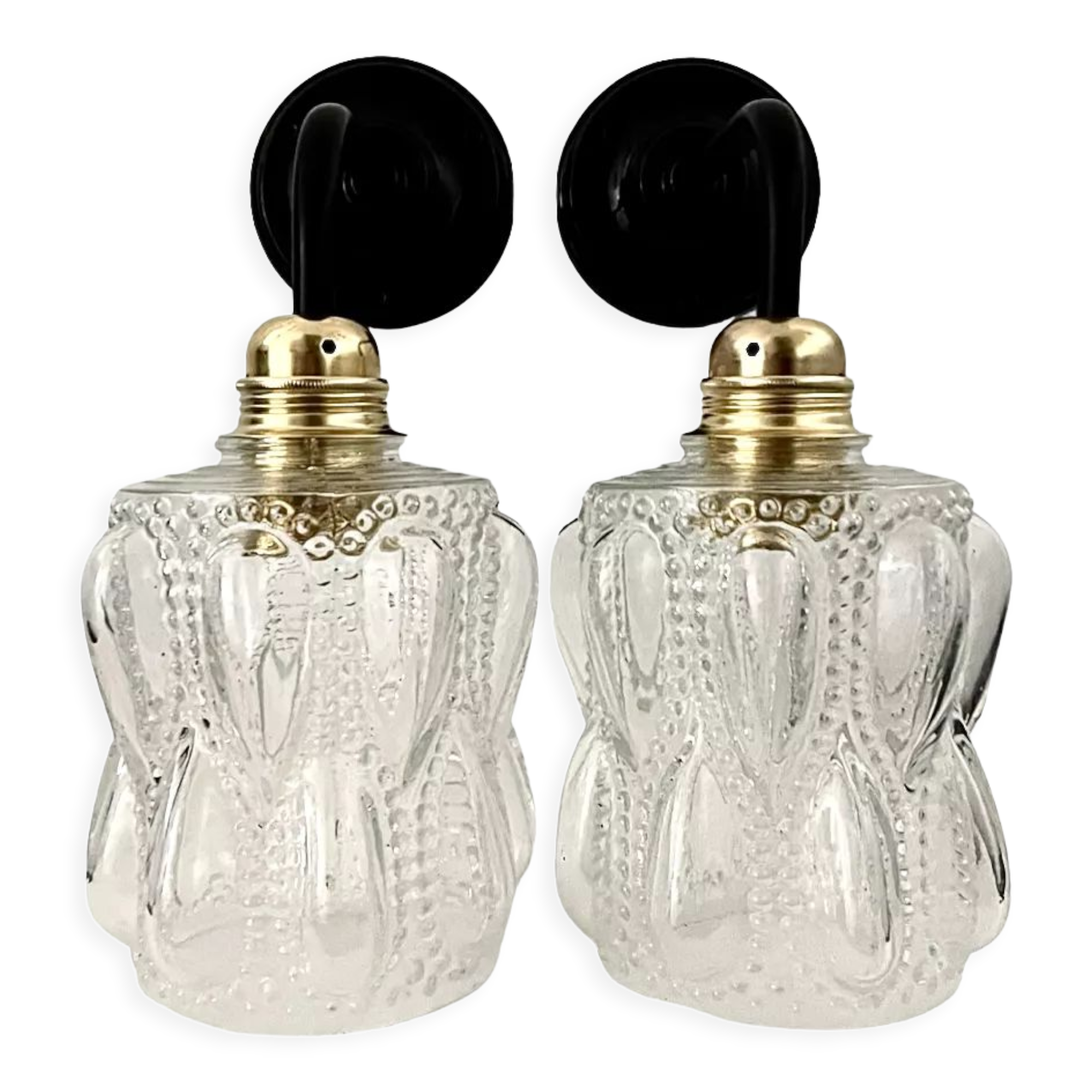 Pair of vintage bubbled glass wall lights