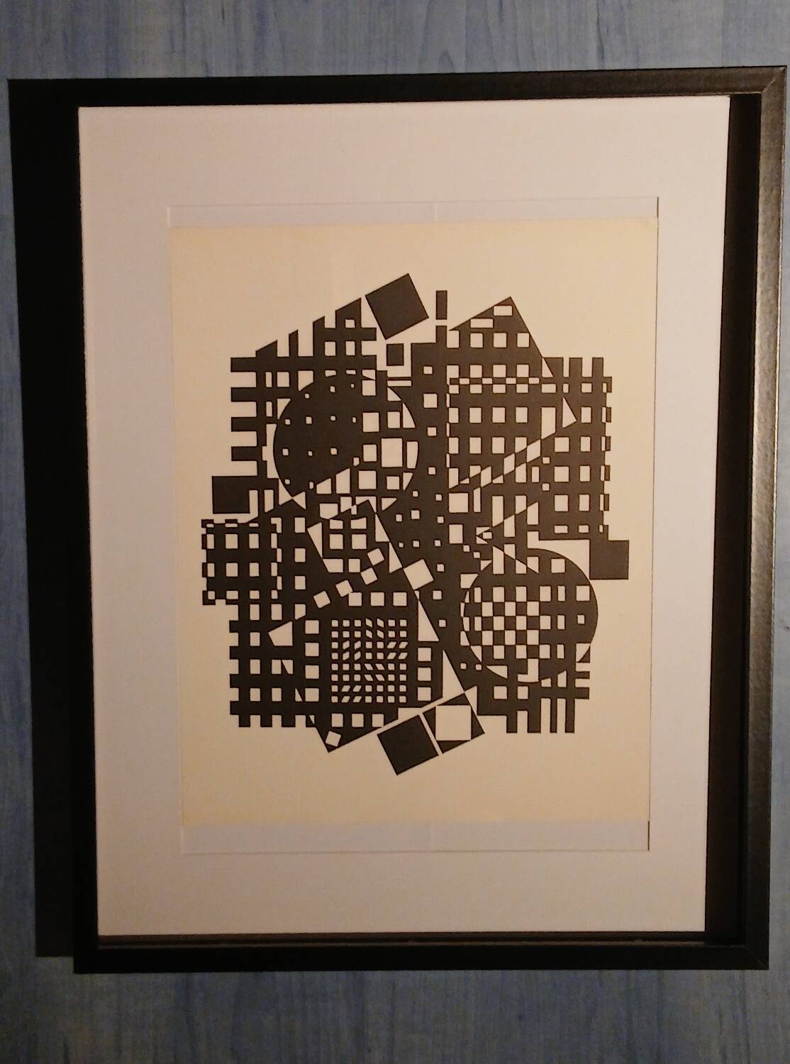 Optical Art Table - Victor Vasarely - Linear Structure - Frame 50x