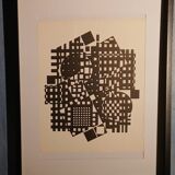 Optical Art Table - Victor Vasarely - Linear Structure - Frame 50x