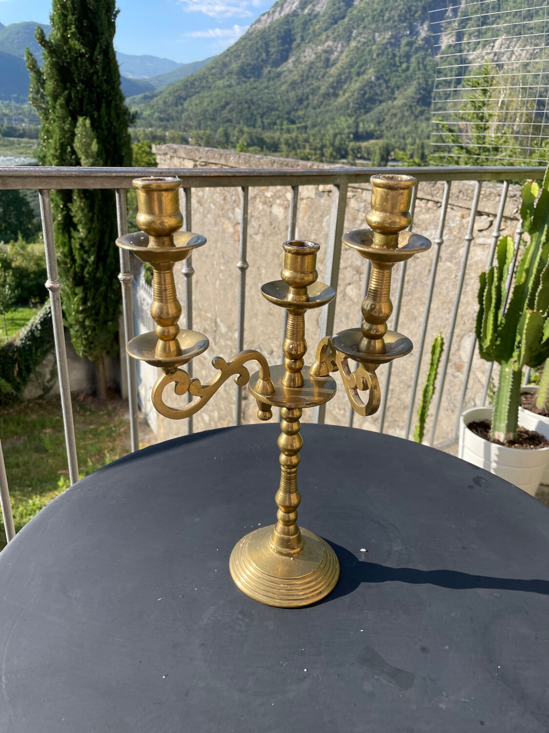 Old brass candle holder
