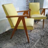 Pair of bridge armchairs with compass feet