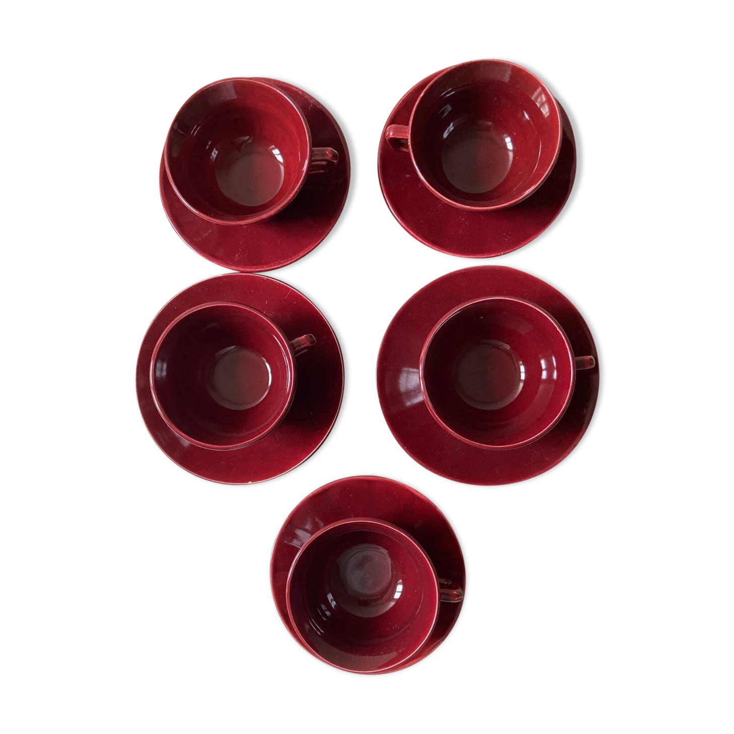 Burgundy cup and saucer