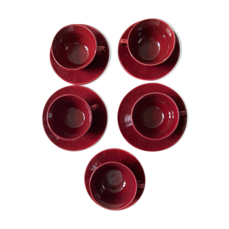 Burgundy cup and saucer