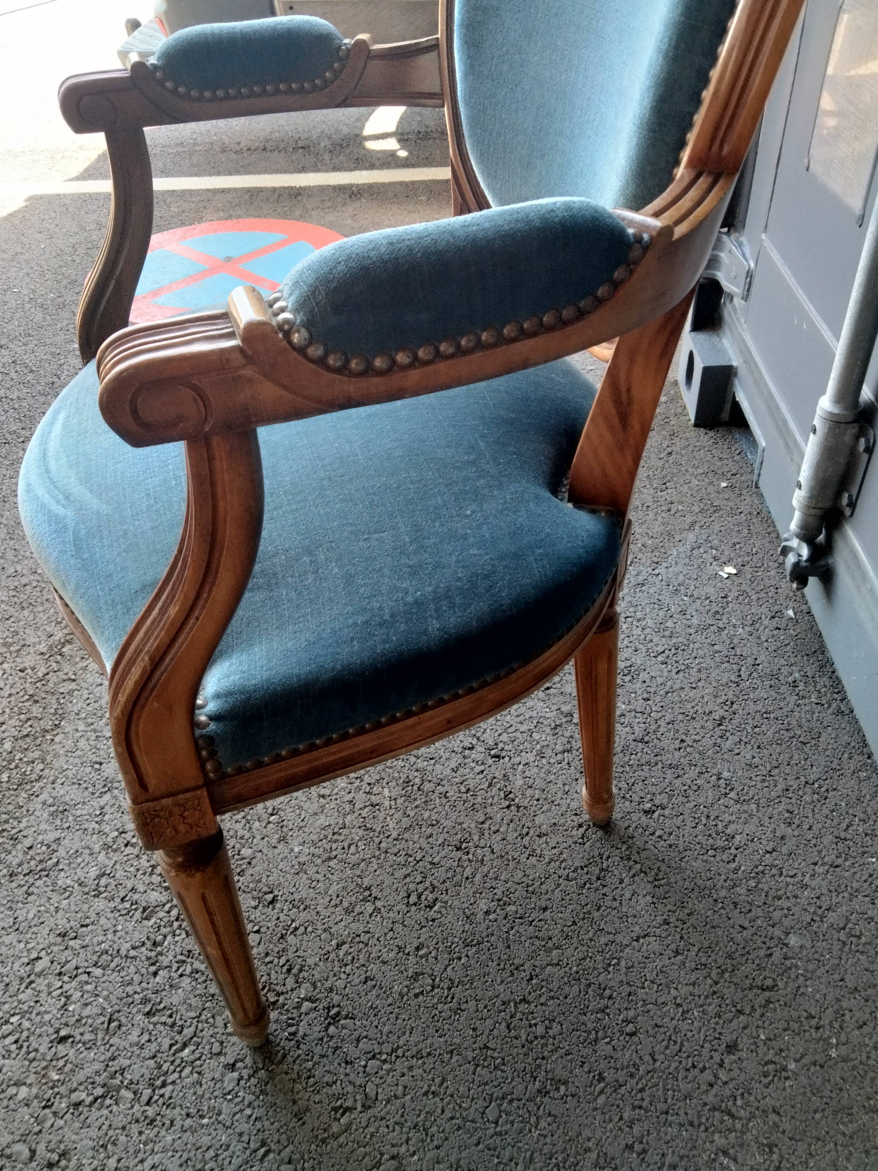 Pair of armchairs old medallion style louis xvi