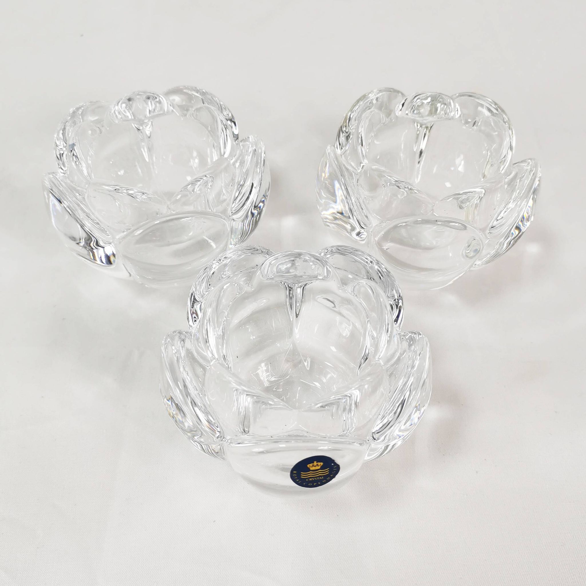 Crystal candlesticks, Royal Copenhagen, Denmark, 1980s.