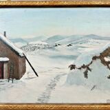 Oil on panel by charles de ziegler mountain chalet (1890-1962)