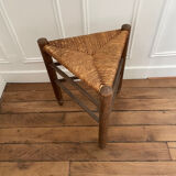 Tabouret tripode en paille