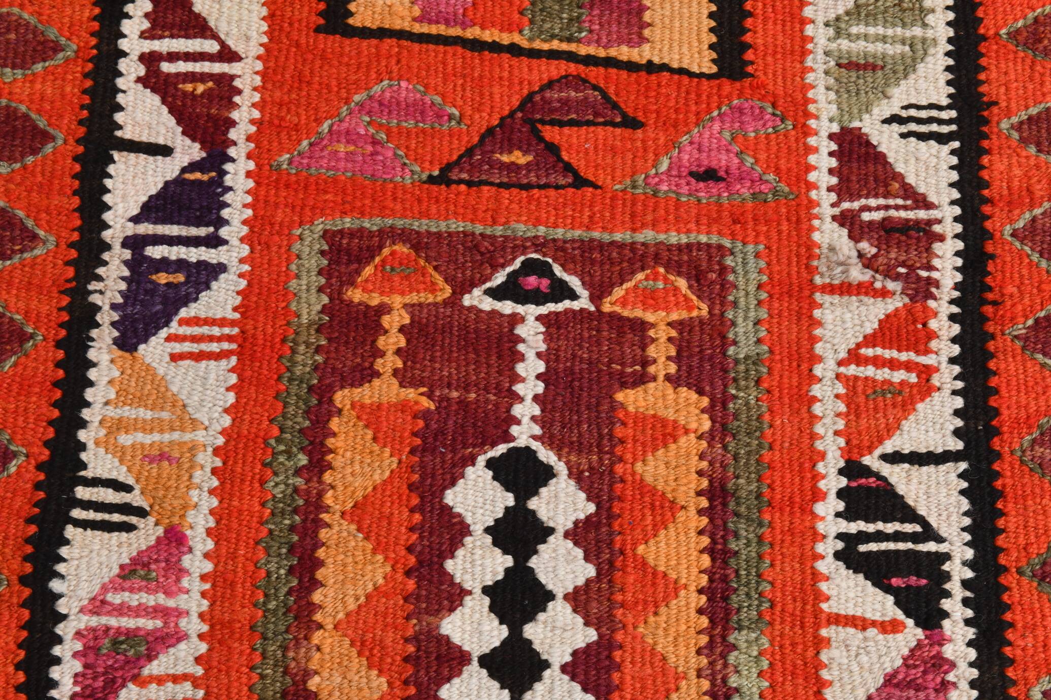 3x10 Kilim Pumpkin Orange Wool Runner Rug, 90x300Cm
