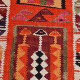 3x10 Kilim Pumpkin Orange Wool Runner Rug, 90x300Cm