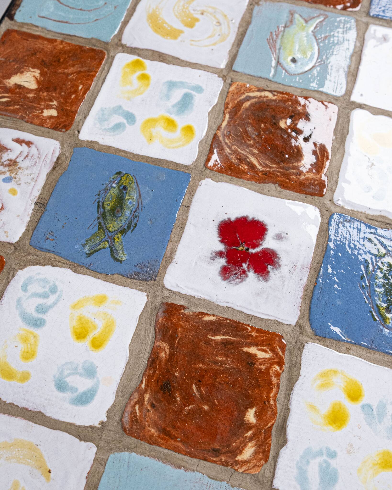 Wrought iron and ceramic coffee table, French work, 2013