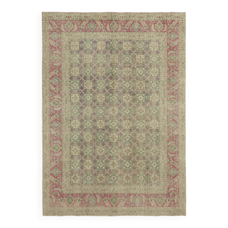 Tapis persan antique noué à la main des années 1970, 241 cm x 340 cm, en laine beige