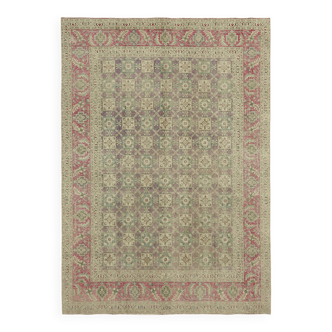 Hand-Knotted Persian Antique 1970s 241 cm x 340 cm Beige Wool Carpet