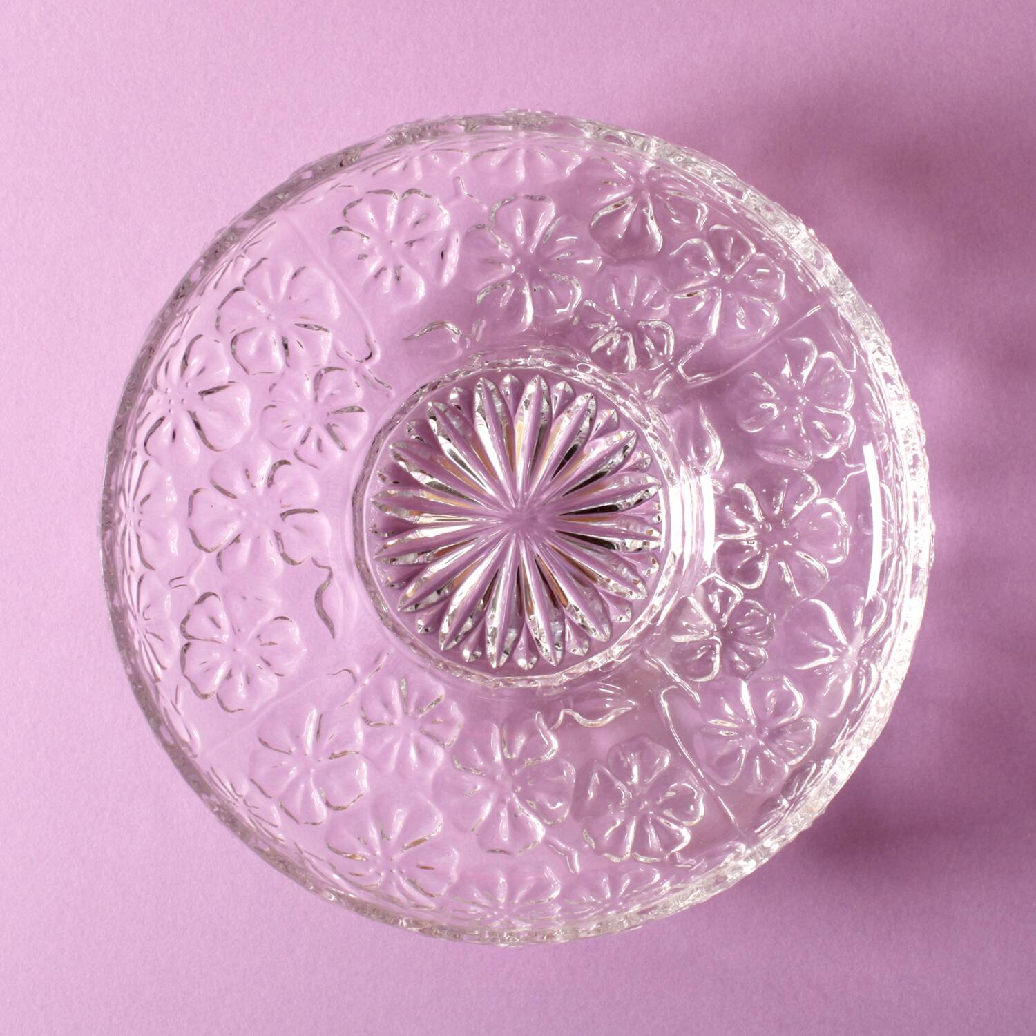 Glass Bowl: Mid-Century Floral Bohemia Plate, Sklo Union / 1960s
