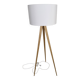 Scandinavian floor lamp - linen and solid wood