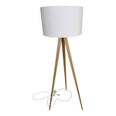 Scandinavian floor lamp - linen and solid wood
