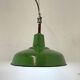 Vintage industrial suspension 50's in green enamelled sheet metal