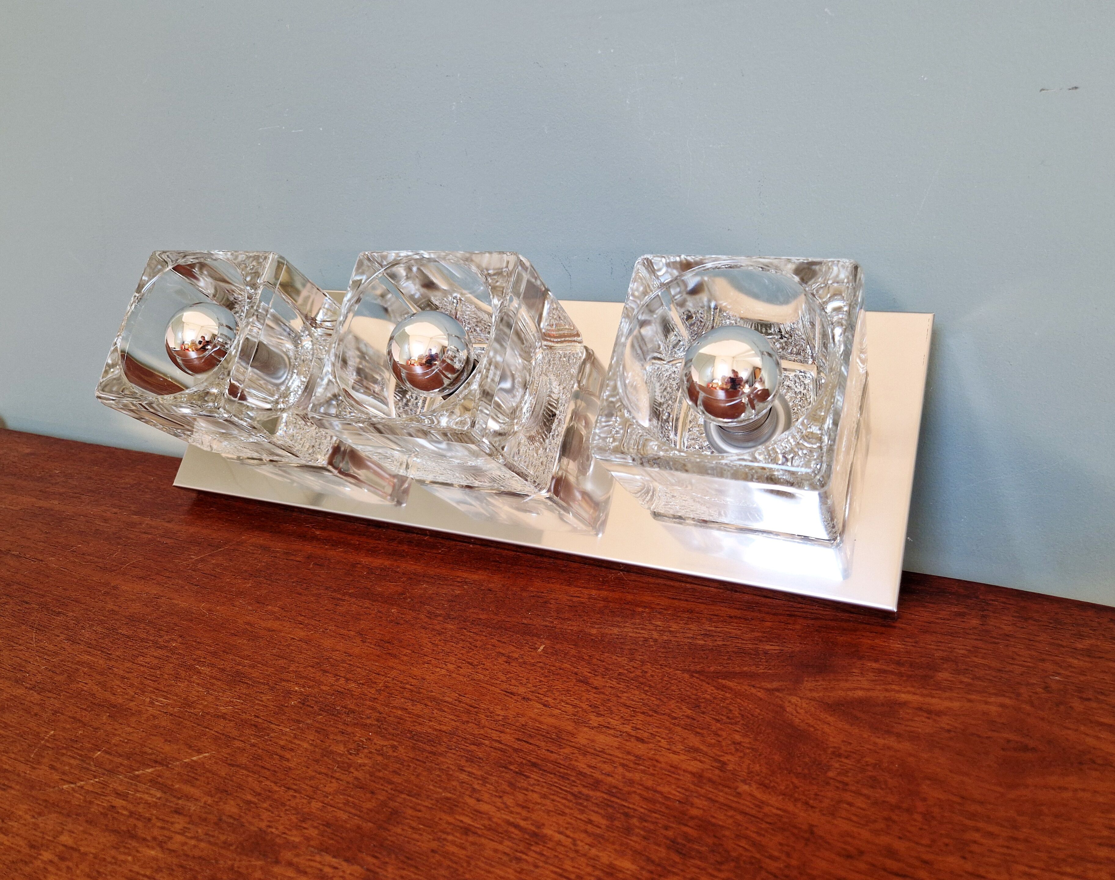 Triple wall lamp Ice Cube, Peill & Putzler, 1970