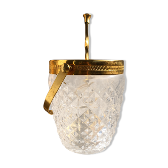 Glass and gilded metal ice bucket