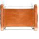 Old Silver Steel Footrest and Natural Tobacco Leather, Contemporary Style