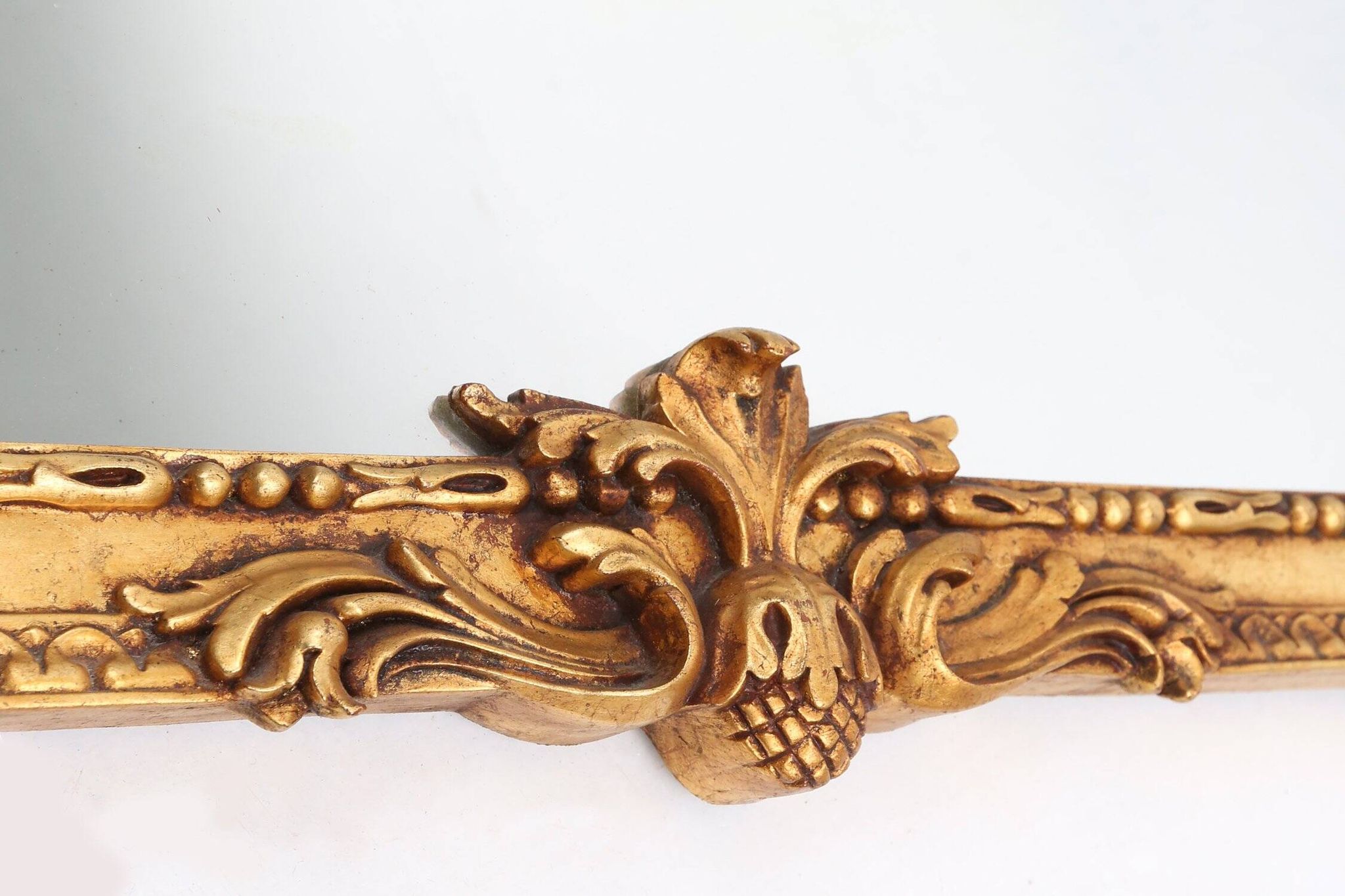 Baroque Gilted Carved Wooden Wall Mirror, Belgium 1950s