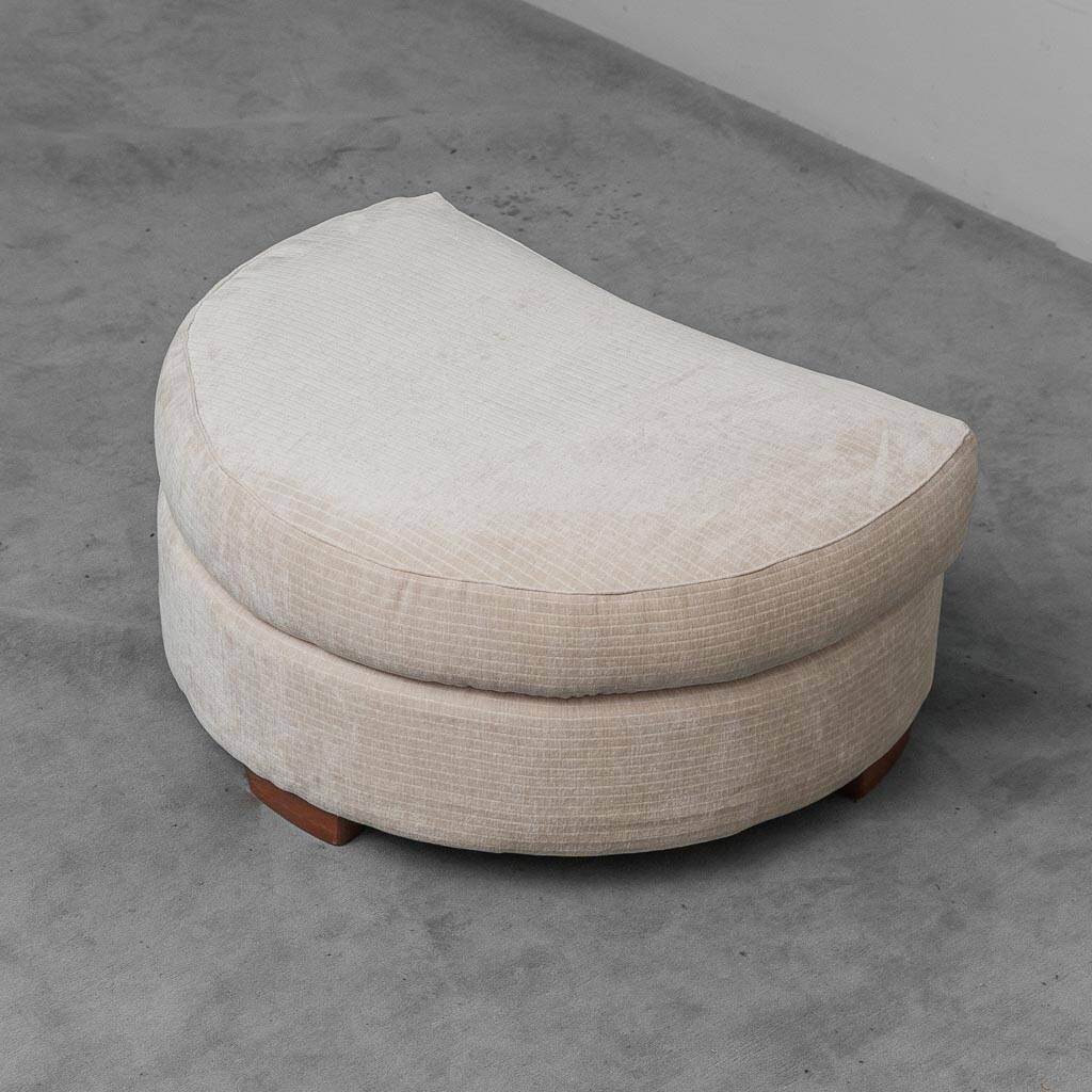 Pouf demi-lune en tissu, années 1970