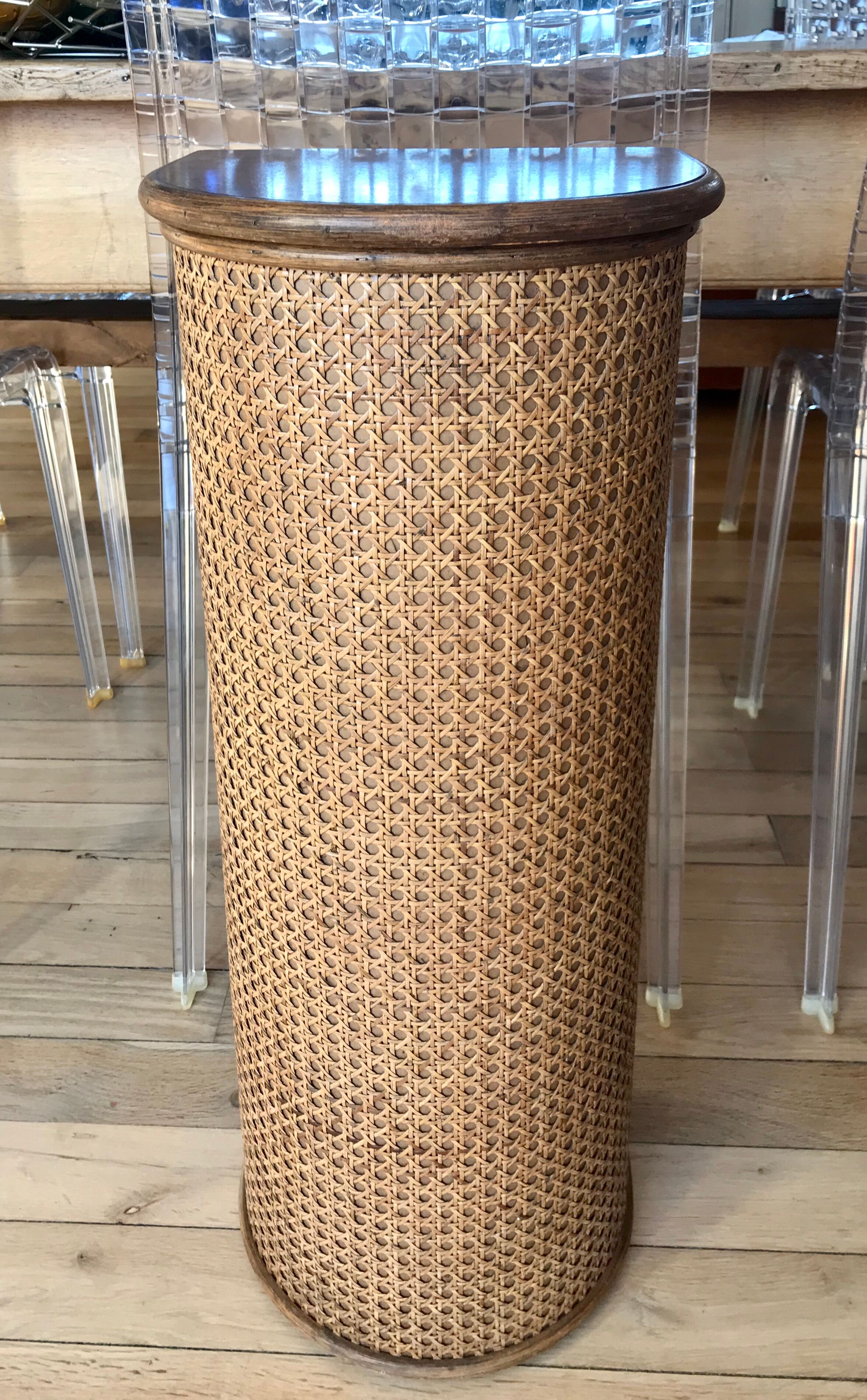 Bread hutch in oak wood and canning made in france 50s