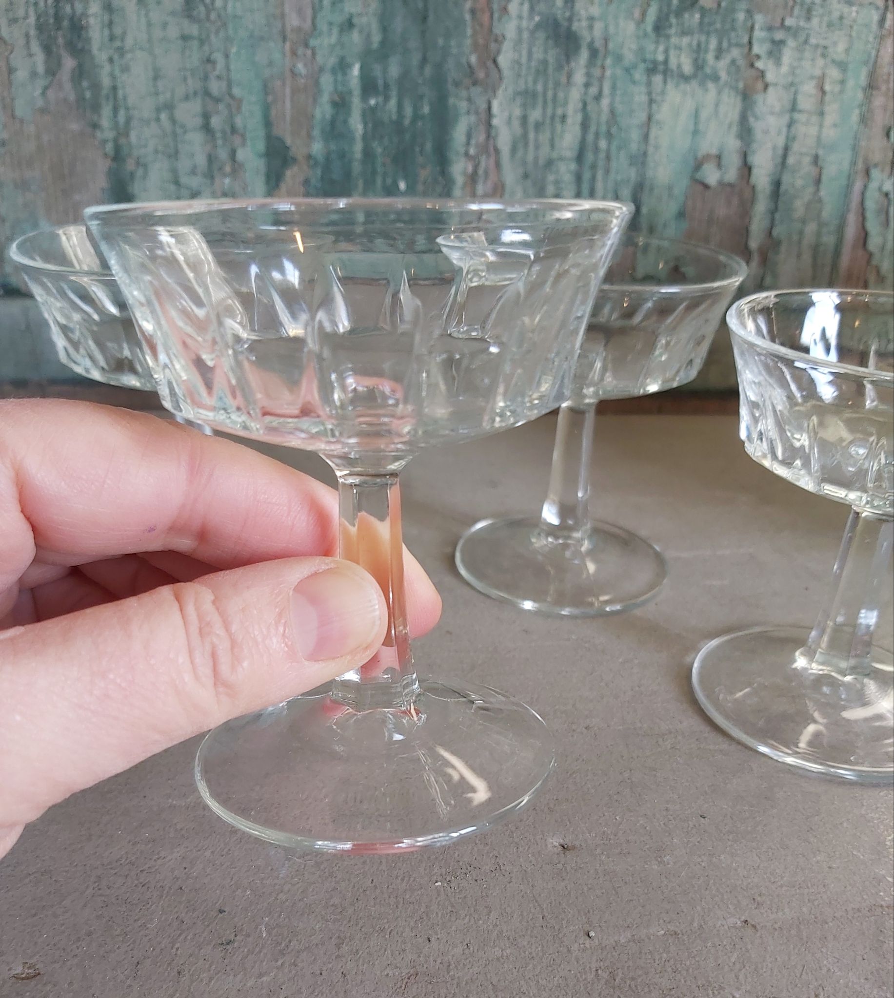 Set of four vintage French glasses for liquor