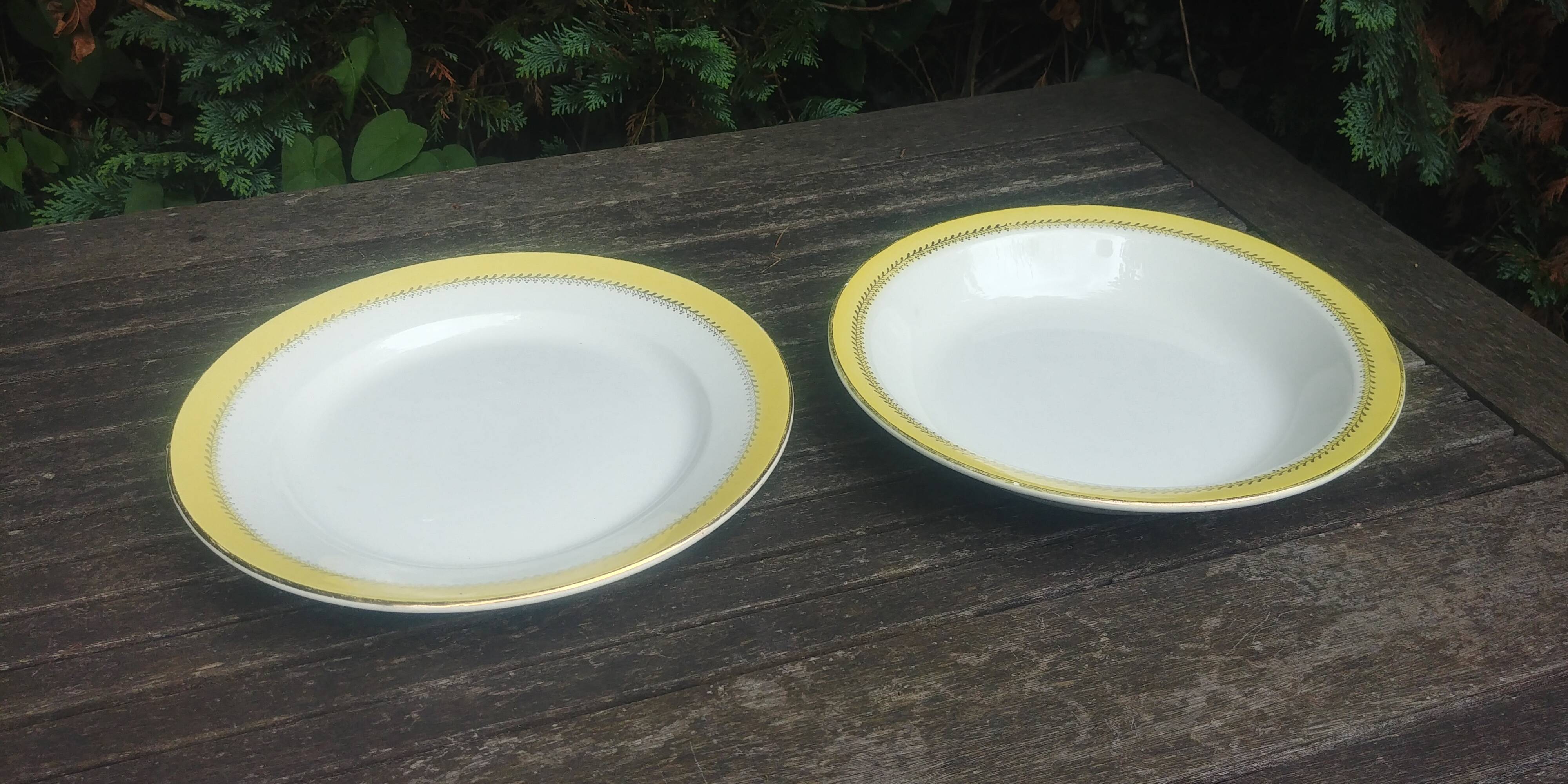 Lot of two large old porcelain serving dishes signed "Biarritz".