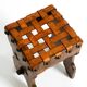 Beautiful 1940s oak stool with a seat made of leather straps