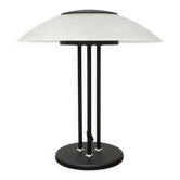 Vintage postmodern table lamp in glass and metal.