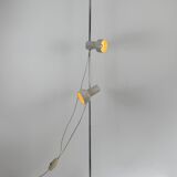 Vintage adjustable floor lamp, chrome and pressed moulded beige ABS, France 1970.