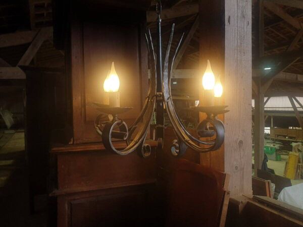 Lustre fer forgé 5 lampes - XXè