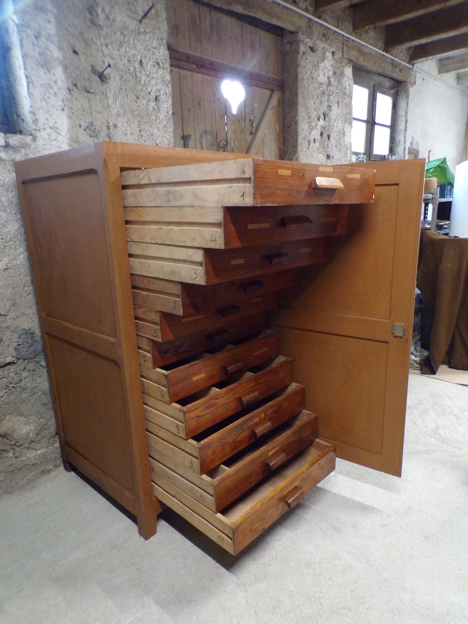 Old furniture of trade 11 drawers
