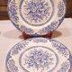 3 plates blue flower vintage English porcelain