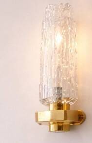 Pair of Art Deco wall sconces - moulded glass and brass