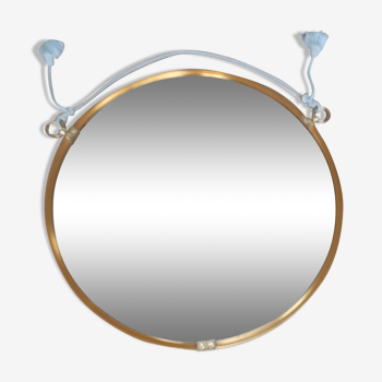 Large golden round mirror 70cm