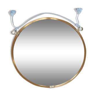 Large golden round mirror 70cm