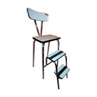 High chair, retractable stepladder, Formica and chrome, from Novalux 60s.