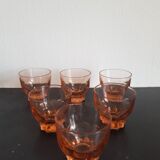 Set of 6 small pink glasses