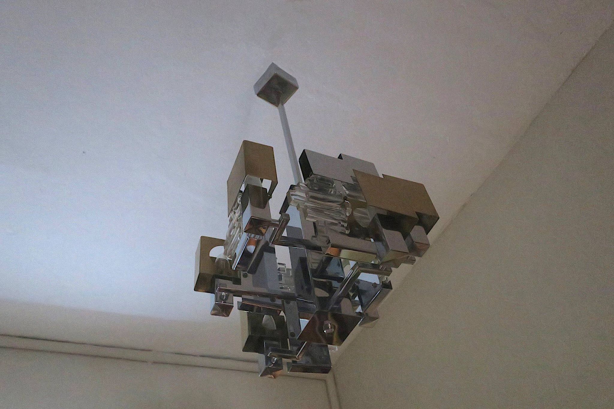 Italian Modern Cubist Chandelier style Sciolari, 1960s