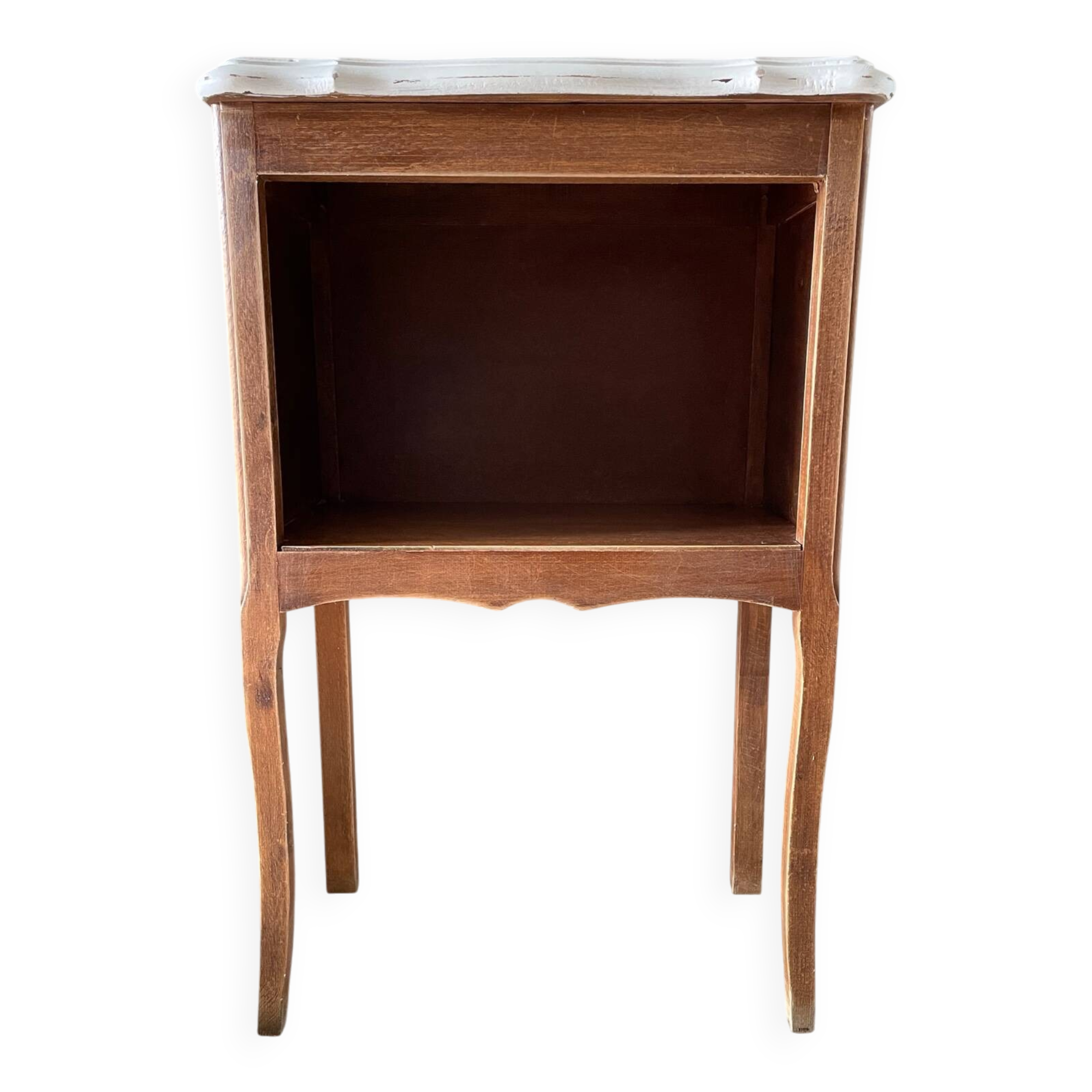 Vintage white and wood bedside table